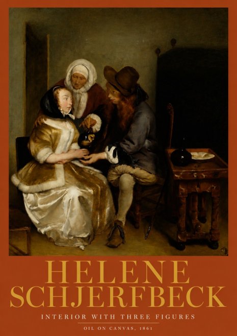 Helene Schjerfbeck Interior with Three Figures No2 - Póster