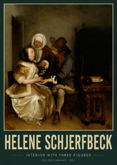 Helene Schjerfbeck Interior with Three Figures No3 - Póster