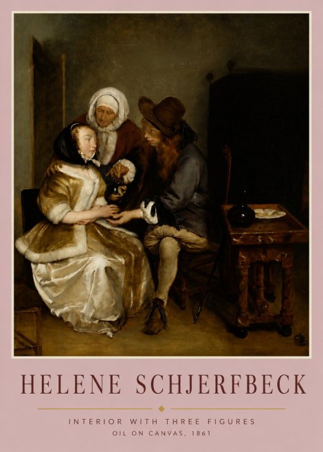 Helene Schjerfbeck Interior with Three Figures No4 - Póster