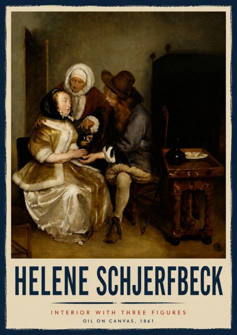 Helene Schjerfbeck Interior with Three Figures No5 - Póster
