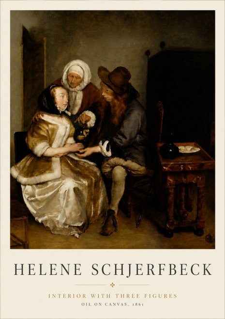 Helene Schjerfbeck Interior with Three Figures No6 - Póster