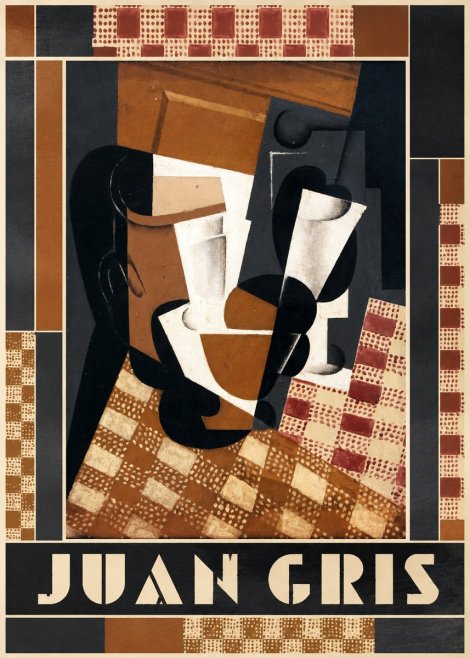 Juan Gris Cubist Still Life with Glass and Tablecloth No6 - Póster