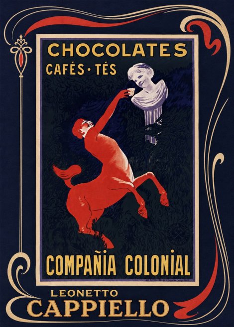 Leonetto Cappiello Chocolates, Cafés, Tés - Compañía Colonial No1 - Póster