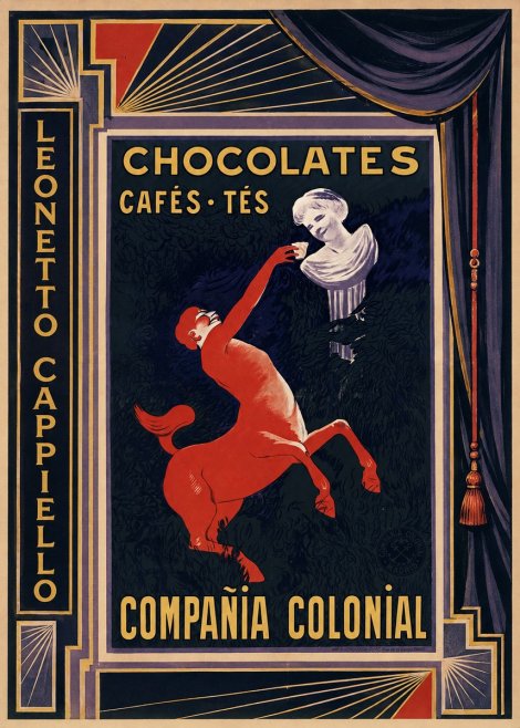 Leonetto Cappiello Chocolates, Cafés, Tés - Compañía Colonial No2 - Póster