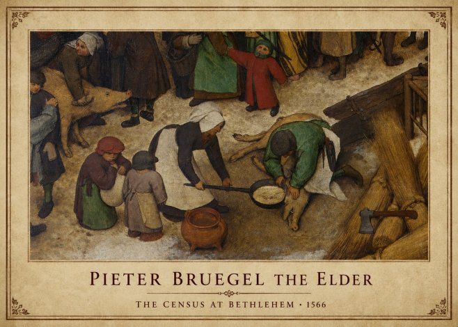 Pieter Bruegel The Census at Bethlehem VI No1 - Póster