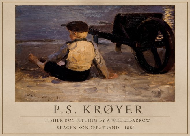 P.S. Krøyer Fisher Boy Sitting by a Wheelbarrow No1 - Póster