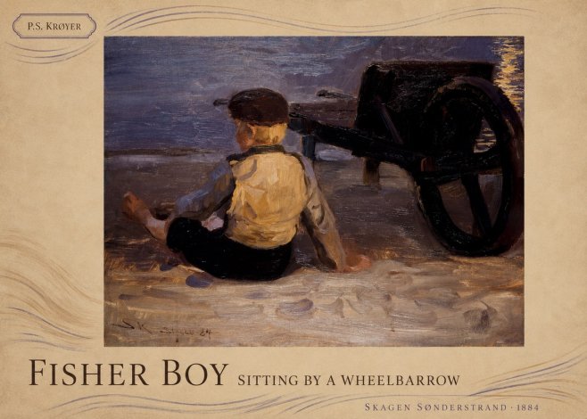 P.S. Krøyer Fisher Boy Sitting by a Wheelbarrow No4 - Póster