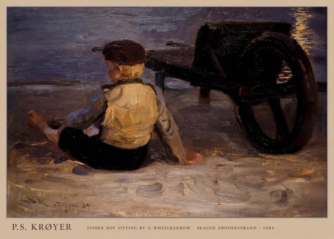 P.S. Krøyer Fisher Boy Sitting by a Wheelbarrow No6 - Póster