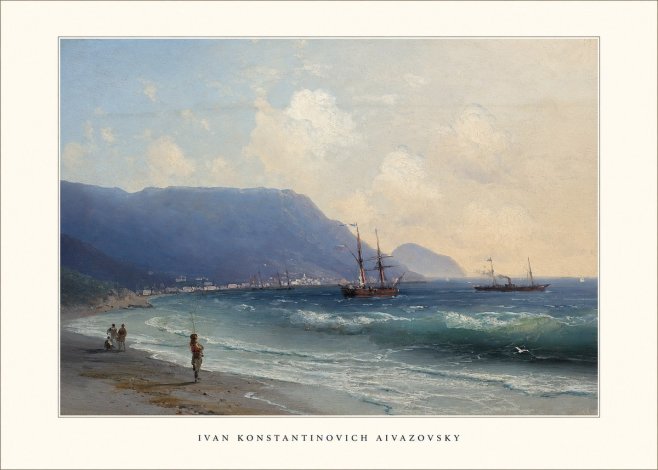 Ivan Konstantinovich Aivazovsky A Coastal View with Fishing Figures No5 - Póster