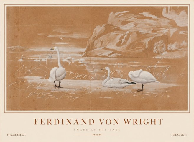 Ferdinand von Wright Swans at the Lake No1 - Póster
