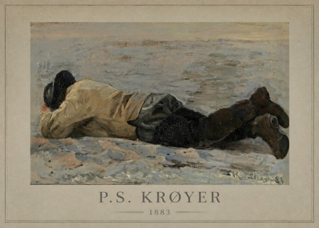 P.S. Krøyer Fisherman Lying on the Beach No1 - Póster