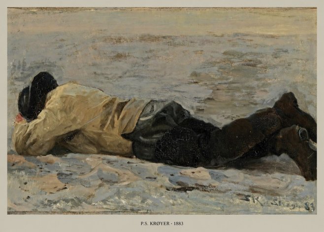 P.S. Krøyer Fisherman Lying on the Beach No5 - Póster