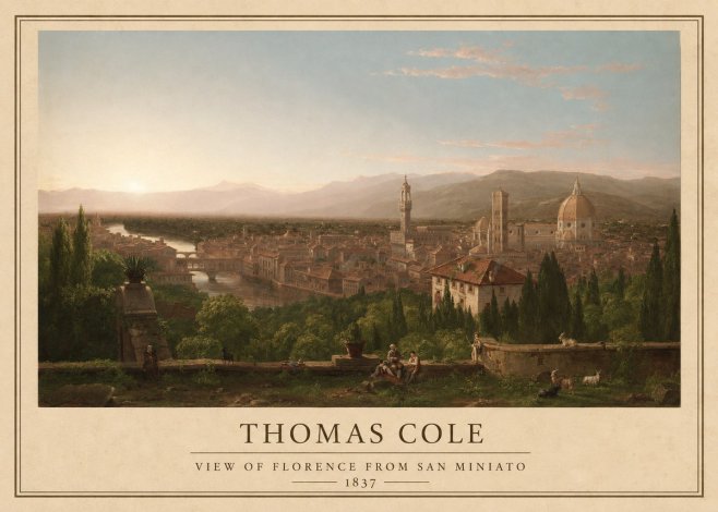 Thomas Cole View of Florence from San Miniato No1 - Póster
