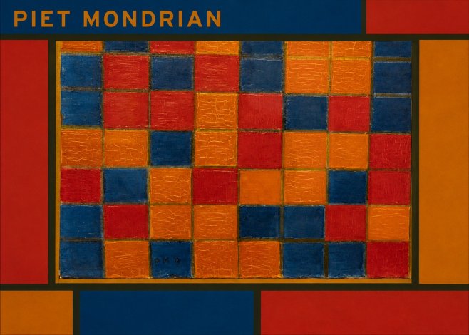 Piet Mondrian Checkerboard Composition with Dark Colors No1 - Póster