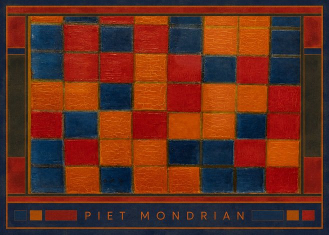 Piet Mondrian Checkerboard Composition with Dark Colors No3 - Póster