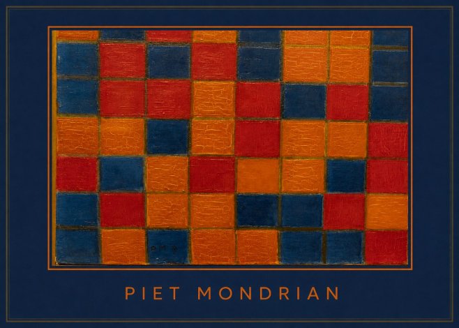 Piet Mondrian Checkerboard Composition with Dark Colors No4 - Póster