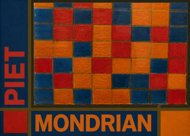 Piet Mondrian Checkerboard Composition with Dark Colors No5 - Póster