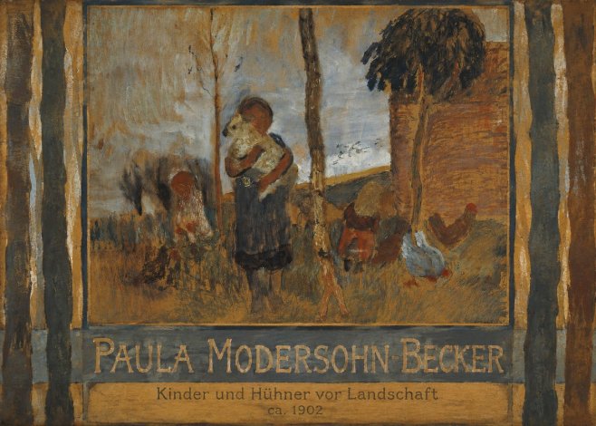 Paula Modersohn-Becker Kinder Und Hühner Vor Landschaft No3 - Póster