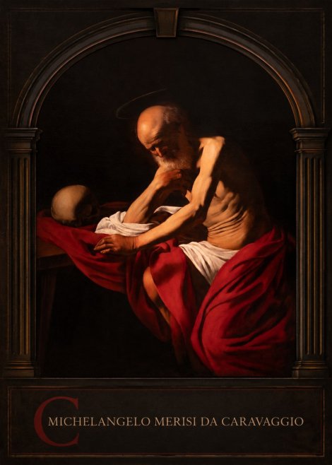 Michelangelo Merisi da Caravaggio Saint Jerome in Meditation II No3 - Póster