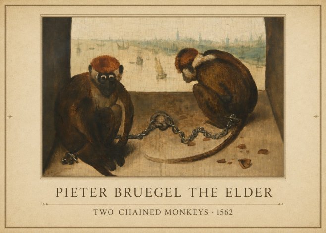 Pieter Bruegel Two Chained Monkeys II No1 - Póster