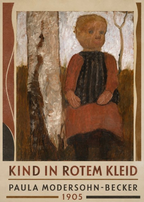 Paula Modersohn-Becker Kind in Rotem Kleid No1 - Póster