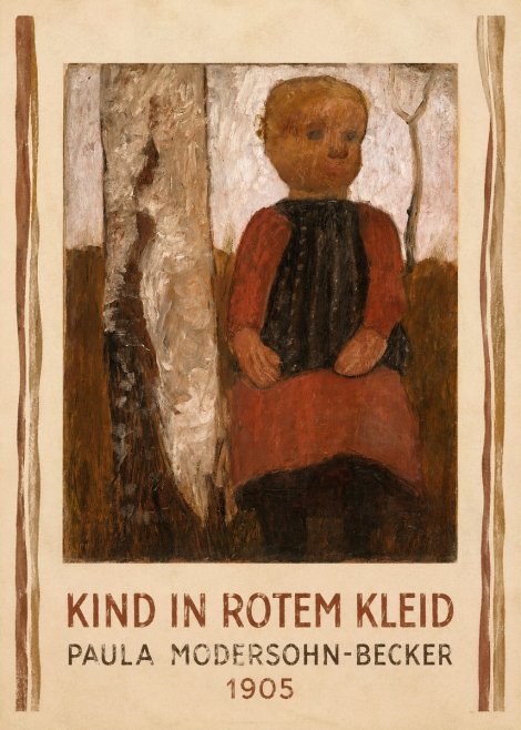 Paula Modersohn-Becker Kind in Rotem Kleid No4 - Póster