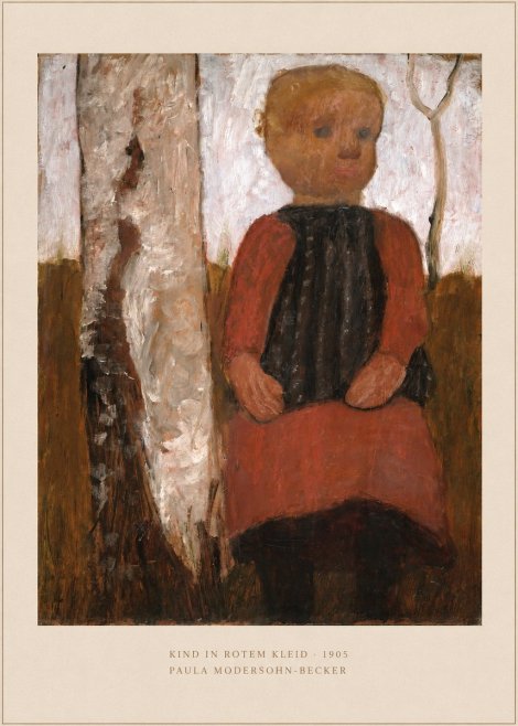 Paula Modersohn-Becker Kind in Rotem Kleid No5 - Póster