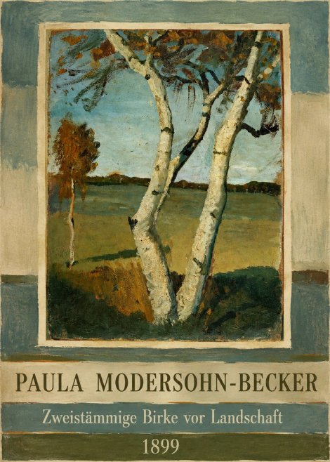 Paula Modersohn-Becker Zweistämmige Birke Vor Landschaft No2 - Póster