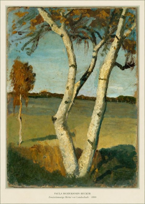 Paula Modersohn-Becker Zweistämmige Birke Vor Landschaft No6 - Póster