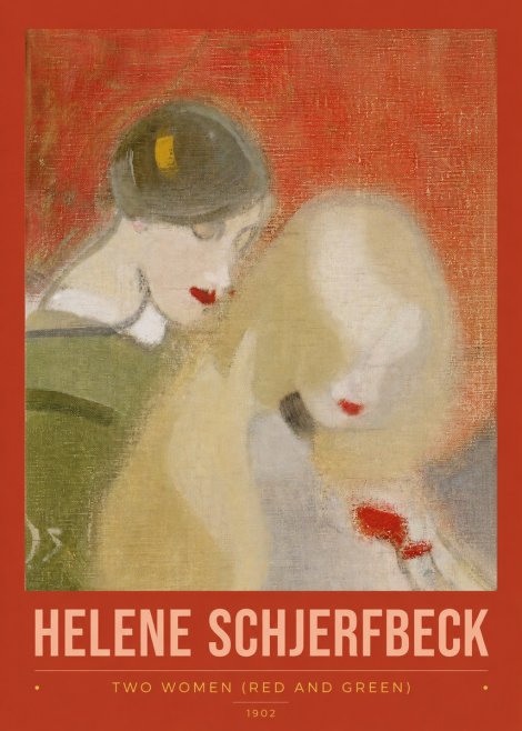 Helene Schjerfbeck Two Women (Red and Green) No2 - Póster