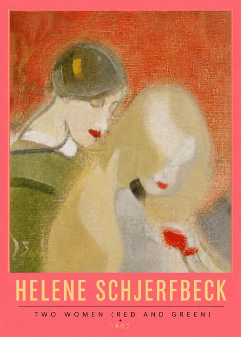 Helene Schjerfbeck Two Women (Red and Green) No6 - Póster
