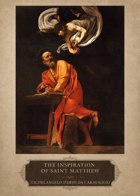 Michelangelo Merisi da Caravaggio The Inspiration of Saint Matthew II No4 - Póster