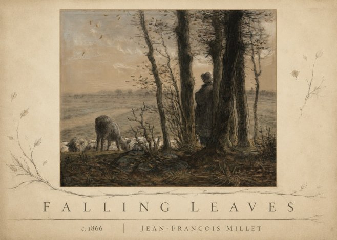 Jean-François Millet Falling Leaves No3 - Póster