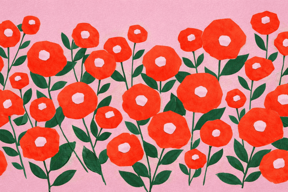 Crimson Flora Mural