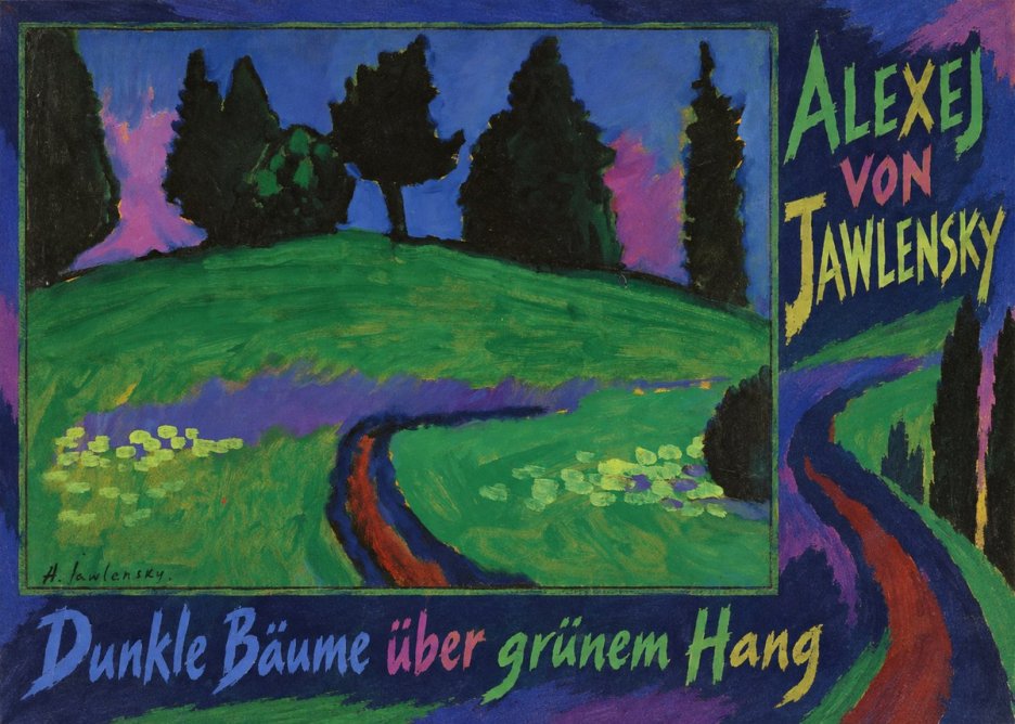 Alexej von Jawlensky Dunkle Bäume Über Grünem Hang No1 - Póster