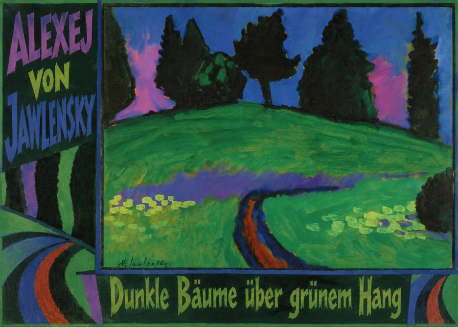 Alexej von Jawlensky Dunkle Bäume Über Grünem Hang No3 - Póster
