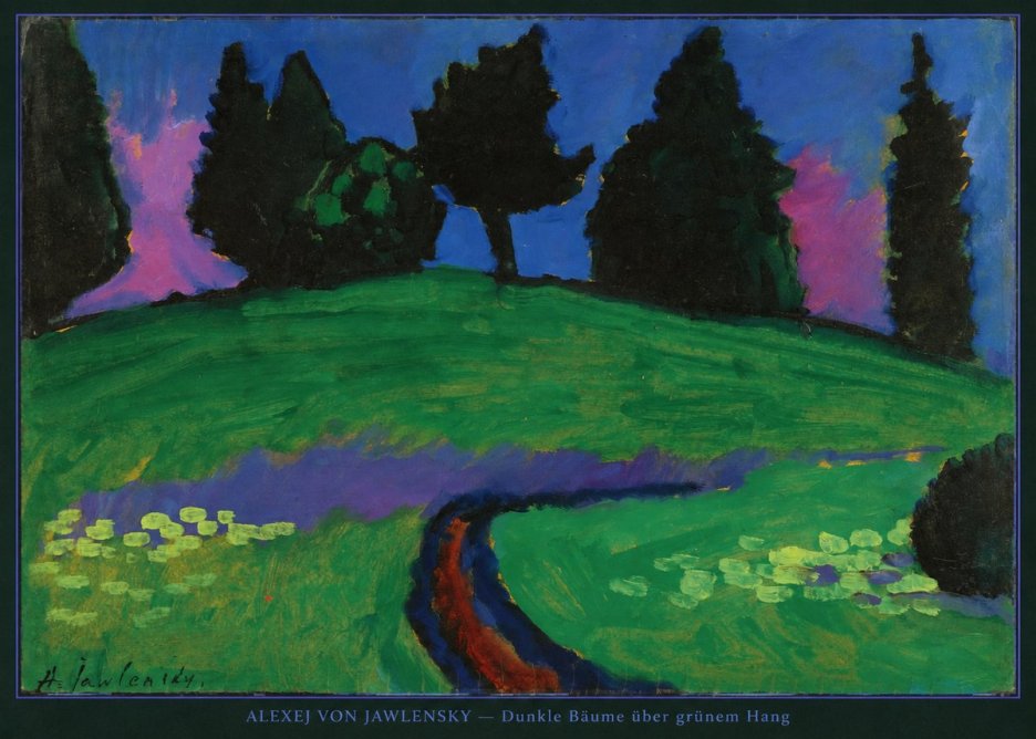 Alexej von Jawlensky Dunkle Bäume Über Grünem Hang No4 - Póster