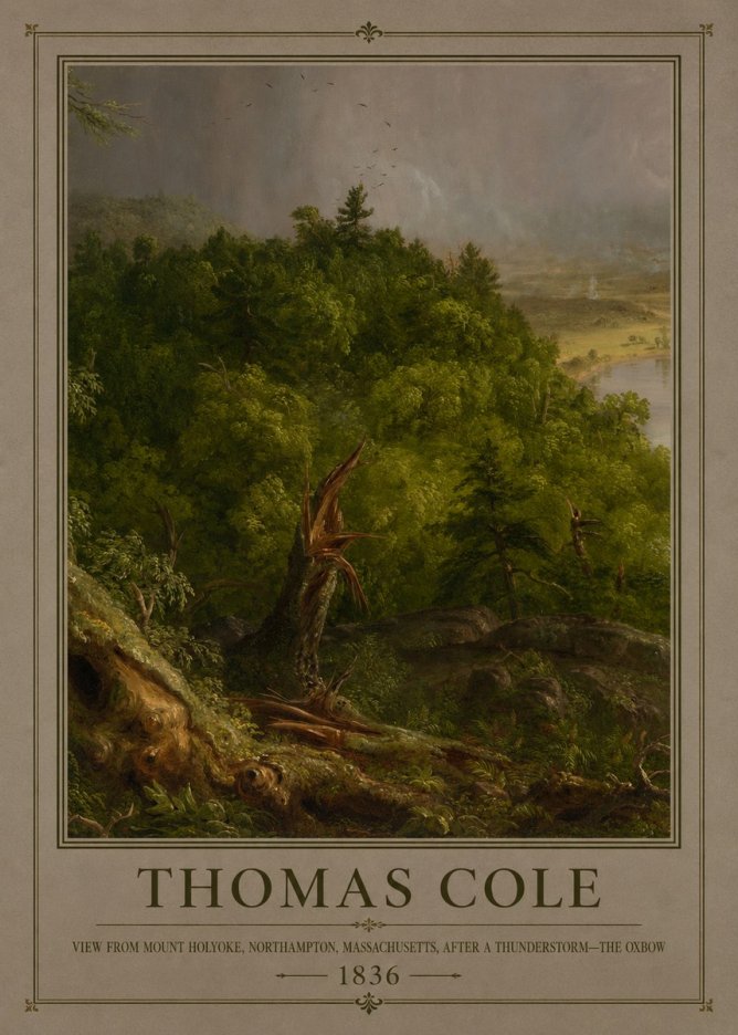Thomas Cole View from Mount Holyoke, Northampton, Massachusetts, After a Thunderstorm—the Oxbow I No1 - Póster