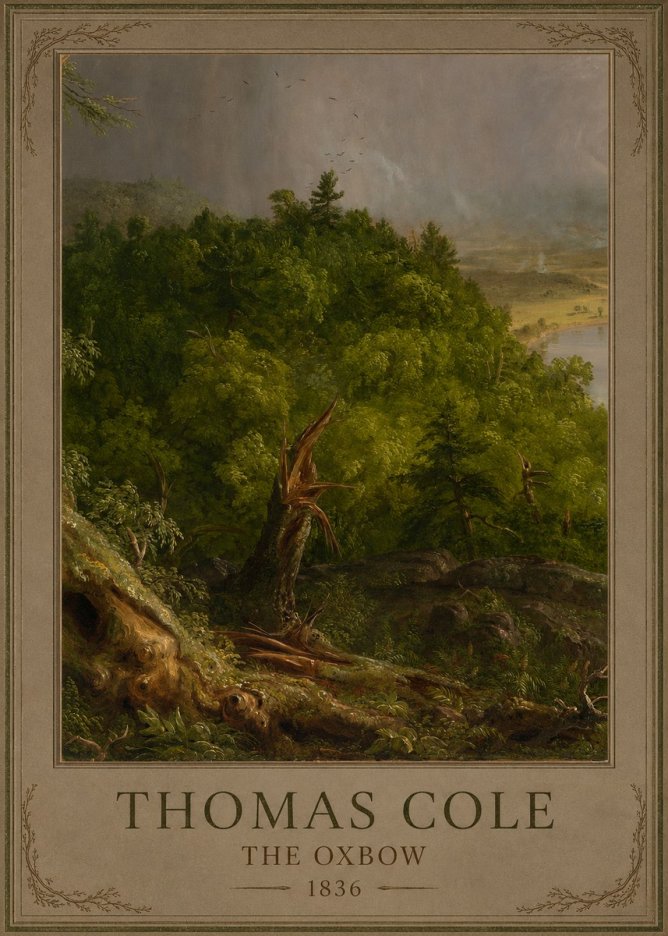 Thomas Cole View from Mount Holyoke, Northampton, Massachusetts, After a Thunderstorm—the Oxbow I No2 - Póster