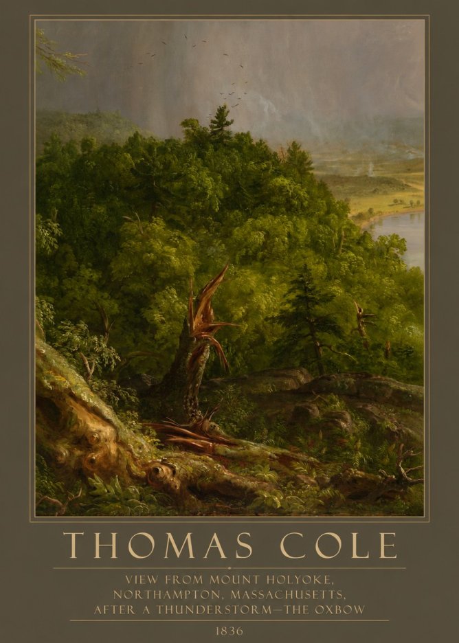 Thomas Cole View from Mount Holyoke, Northampton, Massachusetts, After a Thunderstorm—the Oxbow I No5 - Póster