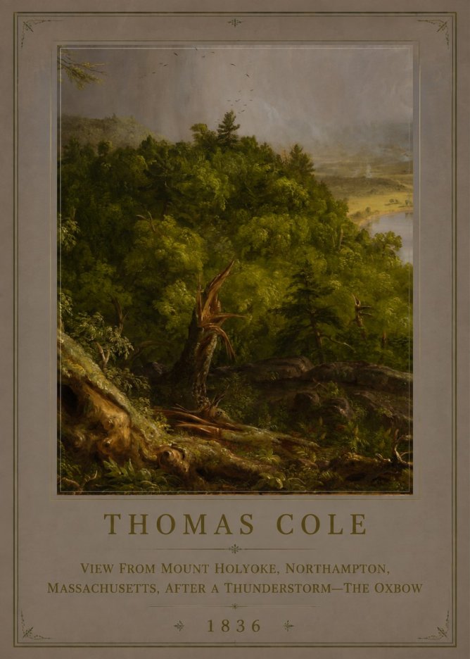 Thomas Cole View from Mount Holyoke, Northampton, Massachusetts, After a Thunderstorm—the Oxbow I No6 - Póster
