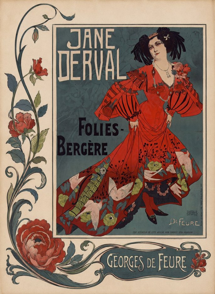 Georges de Feure Jane Derval - Folies-bergère I No2 - Póster