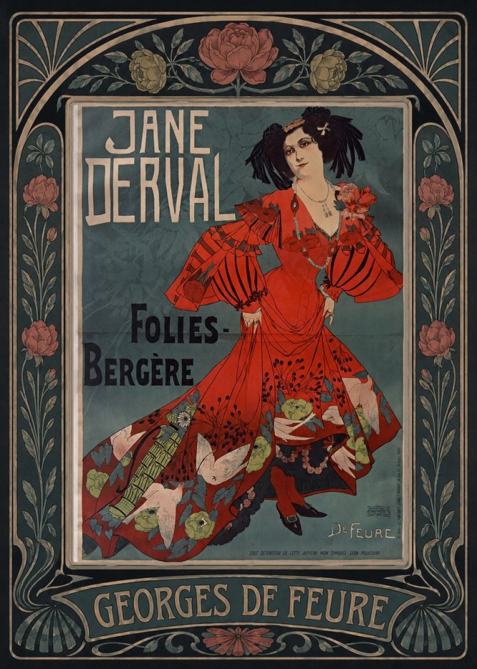 Georges de Feure Jane Derval - Folies-bergère I No5 - Póster