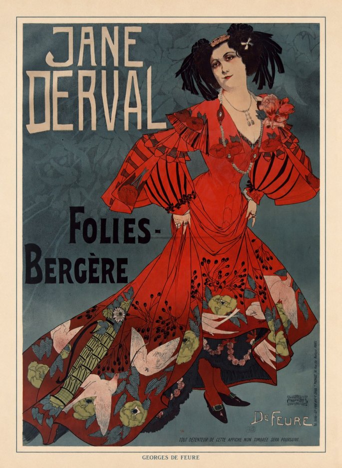 Georges de Feure Jane Derval - Folies-bergère I No6 - Póster