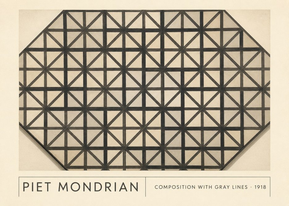Piet Mondrian Composition with Gray Lines No1 - Póster