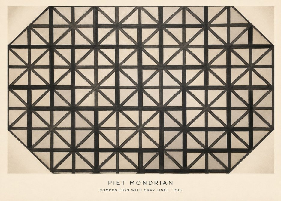Piet Mondrian Composition with Gray Lines No4 - Póster