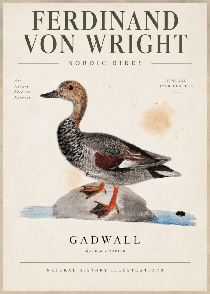 Ferdinand von Wright Duck on a Rock No6 - Póster