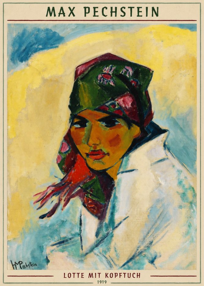 Max Pechstein Lotte Mit Kopftuch 1919 No6 - Póster