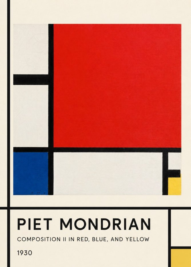 Piet Mondrian Composition Ii in Red, Blue, and Yellow No1 - Póster