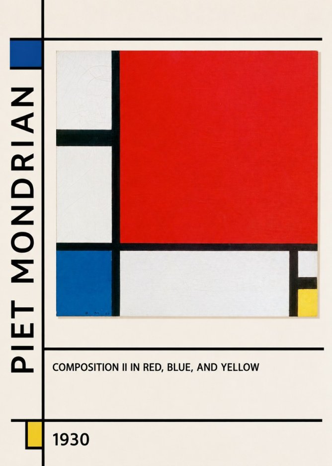 Piet Mondrian Composition Ii in Red, Blue, and Yellow No2 - Póster